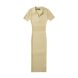 Women Dresses Summer Lapels Hollow Knitted Dress (Xds0414)