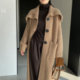 Women Cardigan Sweater Autumn Sweater Coat Lapel A3310
