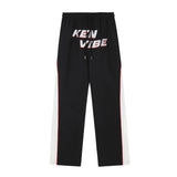 Men Sweatpants Exercise Casual Pants Men's Stitching Letters Embroidered Wide-Leg Pants