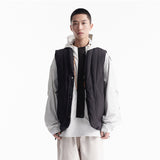 Unisex Winter Cotton Coat Pocket Decorative Stand Collar down Vest