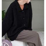 Women Knitwear Fall and Winter Lapels Sweater Loose Knitted Cardigan