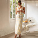Women Dresses Square Collar Top Printed Long Dress Split Dress Suit (Jkw0408)