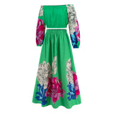 Women Date Dress Autumn Winter Retro Backless Long Sleeves Short Top A- line Long Skirt Suit