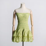 Women Dresses Summer Sexy Embroidery Dress Hollow-out Dress (Qymy0409)