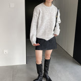 Women Winter Knitted Sweater round Neck Sweater Autumn and Winter Loose-Fitting Long Sleeve Sweater Q731