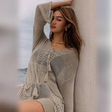 Beach Sweater Dress Summer Sexy Knitted Cutout Beach Bikini Swimsuit Blouse