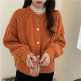 Women Knitted Cardigan Loose Pink Knitted Cardigan Sweater Coat