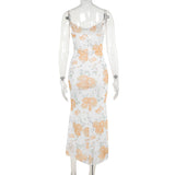 Women Dresses Summer Dress Mesh Floral Print Sling Slim Fit Dress