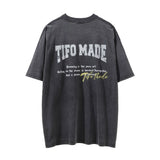 Men Vintage T-Shirt Printed Men's Short-Sleeved T-shirt Distressed round Neck