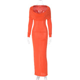 Women Dresses Winter Slim-Fit Hood Long Sleeve Dress