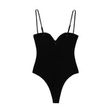 Women Jumpsuit Sexy Retro Heart-Shaped Collar Pleated Underwear Sleeveless Jumpsuit