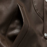 Unisex Winter Cotton Coat Winter Stand-up Collar down Jacket Retro Loose PU Leather down Jacket