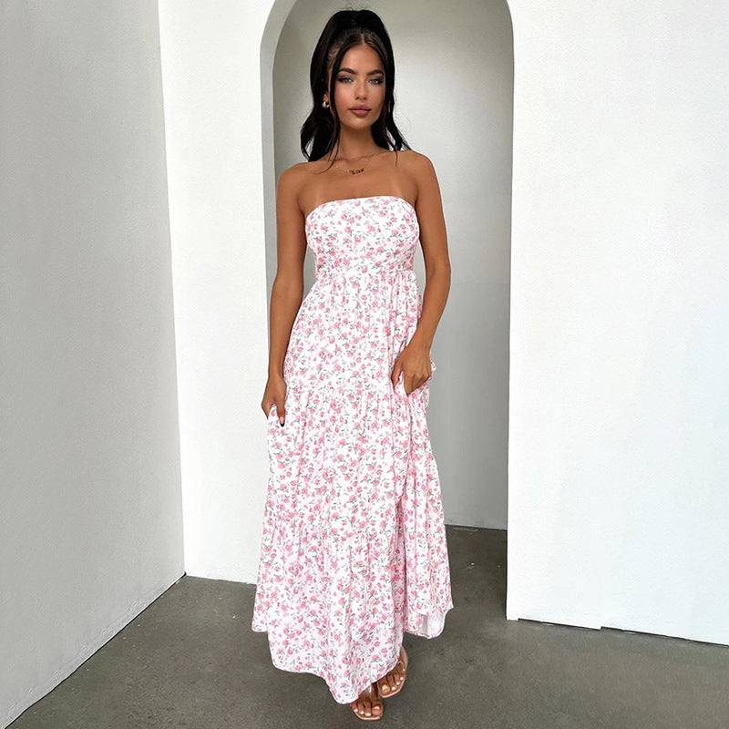 Women Dresses Summer Printing Slim Fit Long Dress Sexy Vacation Dress
