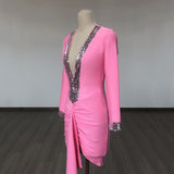 Women's Wedding Dress Sequined Hip Skirt Long Sleeve Bandage Dress