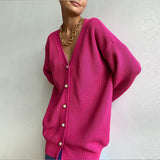 Ladies Leisure Knitwear Loose Knitted Sweater Women Casual Solid Color Autumn and Winter Cardigan