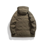 Unisex Winter Cotton Coat Three-Dimensional Multi-Pocket Hooded down Jacket Retro Workwear down Jacket