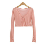 Women Sweater Knitwear Summer Fork Sun Protection Knit Cardigan V-neck Top