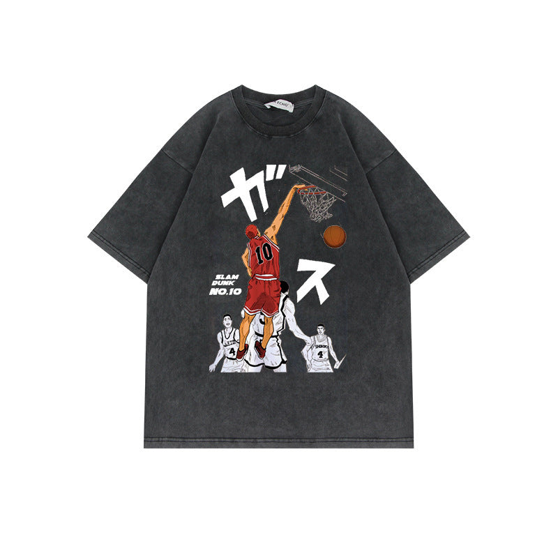 SLAM DUNK T-shirt anime old washed cotton short-sleeved top