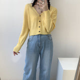 Women Cardigan Sweater Knitted V-neck Cardigan 8t7137
