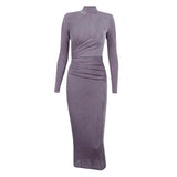 Women Dresses Turtleneck Long Sleeve Dress