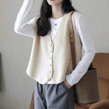 Women Knitted Cardigan Autumn and Winter Knitting Vest Cardigan Loose V-neck Vest