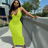 Women Dresses Sexy Dress Summer Sexy U Collar Sleeveless Slim Fit Skirt
