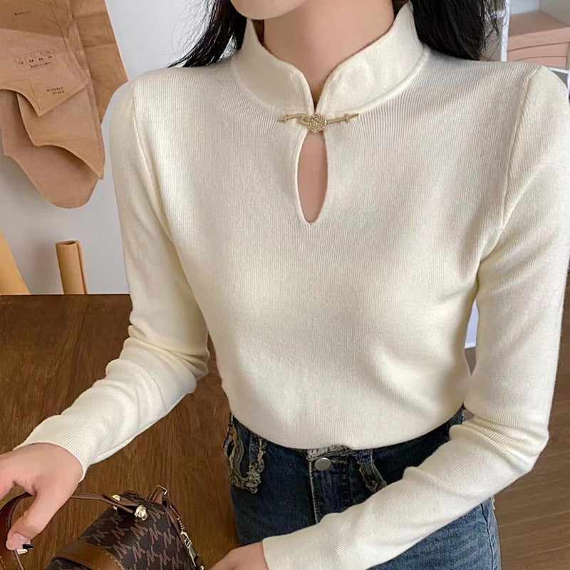 Women Knitwear Autumn and Winter Hollow out Sweater Slim Knit Bottoming Shirt