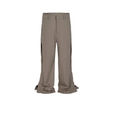 MIJKO Men Vintage Pants Splicing Optional Wide-Foot Zipper Pants Casual Pants