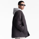 Unisex Winter Cotton Coat Solid Color Pocket Decoration Stand-up Collar Cotton-Padded Clothes
