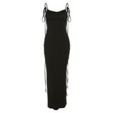 Women Dresses Summer Sexy Suspenders Backless Slim Fit Sheath Dress (Bla0420)