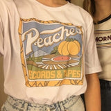 Peach Record T shirt Short Sleeve Large Size Street