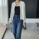 Women Cardigan Sweater Autumn Sweater Coat Casual Long Sleeve Zipper Knitted Top Polo Collar Women's Cardigan 8t8269