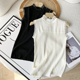 Women Sweater Knitwear Spring/Summer Knitted Camisole Lace Sleeveless T-shirt