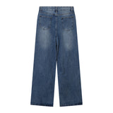 Women Pants Washed Straight Jeans Trousers