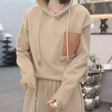 Women Knitted Pullover Loose Hooded Sweatshirt