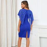 Women Date Dress Summer Polka Dot Printed Chiffon Dress V-neck Hip Skirt