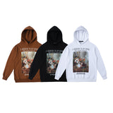 Men Hoodie Vintage Flower Oil Painting Printed Hoodie