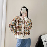 Women Knitwear Autumn Winter Retro round Neck Sweaters Cardigan