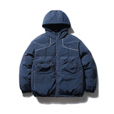 Unisex Winter Cotton Coat Hooded Cotton Coat Vintage Pocket Decorative Cotton Coat
