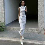 Women Dresses Summer Slim round Neck Dress