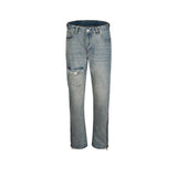 MIJKO Men Vintage Pants MIJKO Hip Hop Pocket Trim Zip Washed Jeans