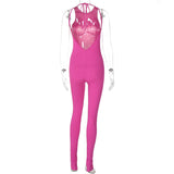 Women Jumpsuit Summer Sexy Backless Lace up Solid Color Jumpsuit