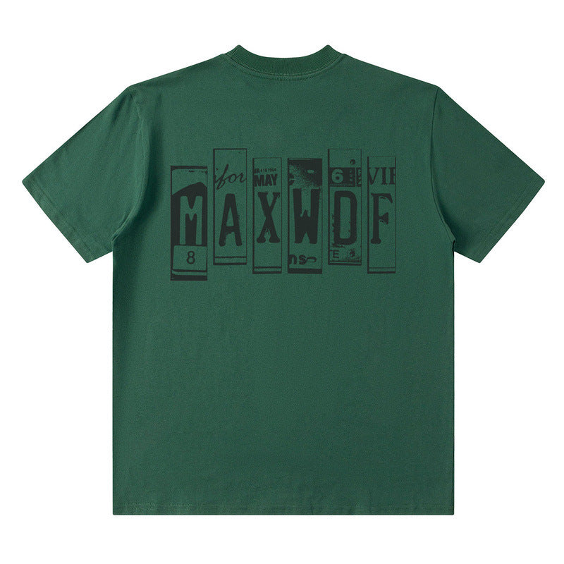 Men T Shirt Vintage Letter Print Short-Sleeve T-shirt Oversize for Men and Women