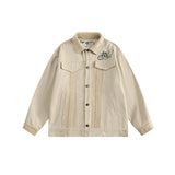 Unisex Jacket Vintage Spring and Autumn Coat Loose Embroidered Jacket