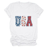 T-shirt usa flower print personalized short-sleeved top