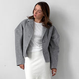 Women Trench Coat Puff Sleeve Short Woolen Blazer 2 Autumn and Winter