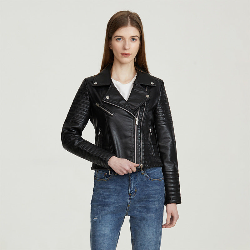 Women Leather Jacket Women's Zipper Leather Jacket Women's PU Leather Jacket Women's Short Coat