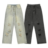 Men Jeans Washed Jeans Loose Slim Trousers
