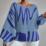 Women Knitted Sweater Loose Pullover Knitting Sweater Lantern Sleeve Sweater