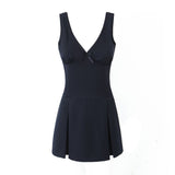 Women Dresses Summer Sleeveless Deep V-neck Dress Backless Sexy Skirt (Xds0414)
